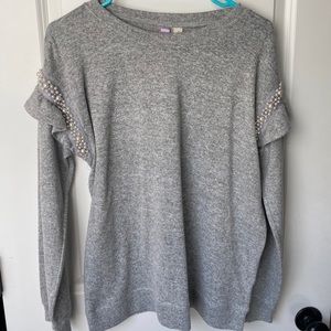 Francescas Pearl Ruffle Sweater